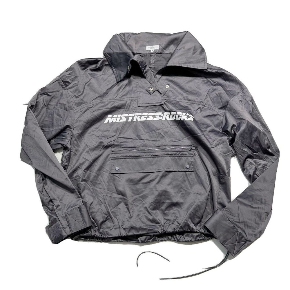 Mistress Rocks Los Angeles Womens Windbreaker Bomber Jacket Grey Purple Sz M
